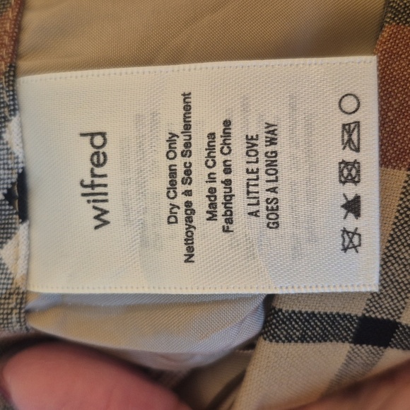 NWT Wilfred Aritzia Plaid Mini Skirt Brown Beige Preppy Dark Academia Size 00 - Picture 10 of 11